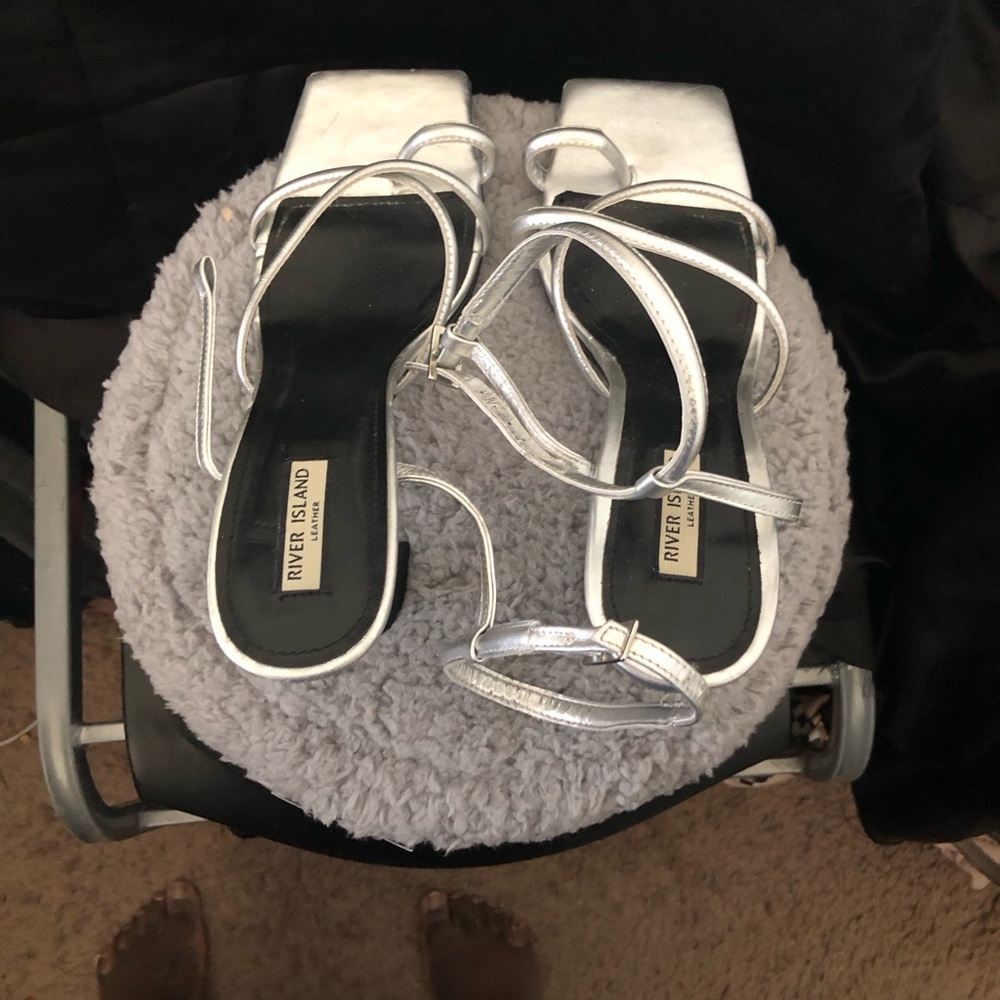 River Island silver clear heels Size 10